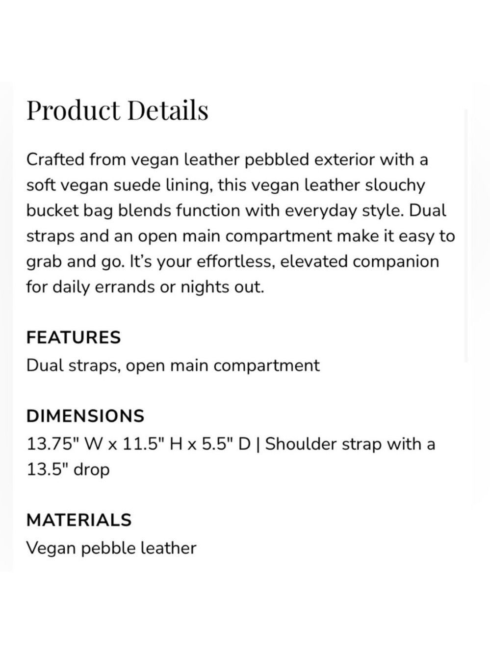 8 Other Reasons TAN Vegan Leather Tote Bag | NEW |Slouchy Crossbody Bucket Bag - Picture 3 of 10